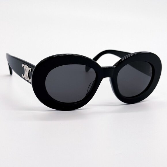 NEW CL40312U 01A CELINE BLACK ROUND WOMEN SUNGLASSES CELINE - Picture 5 of 10